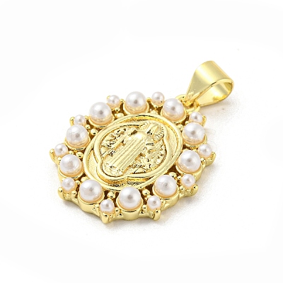 Brass with ABS Plastic Imitation Pearl Pendants FIND-Z023-04C-1