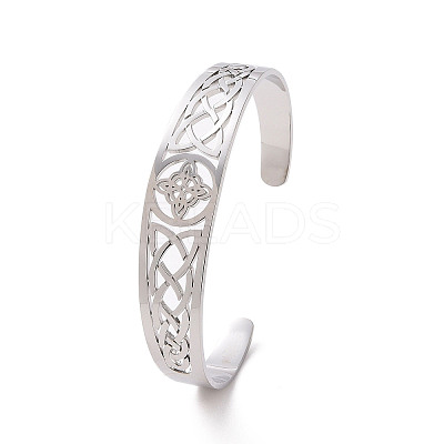 Non-Tarnish 304 Stainless Steel Cuff Bangles BJEW-M234-02P-1