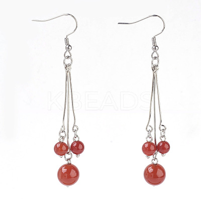 Natural Carnelian Dangle Earrings EJEW-JE02813-02-1