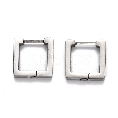 Tarnish Resistant 304 Stainless Steel Square Huggie Hoop Earrings STAS-H156-09A-P-1