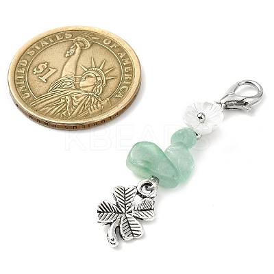 Natural Green Aventurine Chip Pendant Decorations HJEW-JM02712-01-1