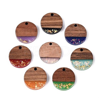 Opaque Resin and Walnut Wood Pendants RESI-T060-05M-1
