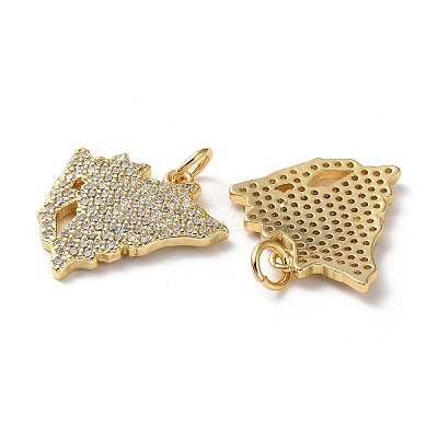 Rack Plating Brass Micro Pave Cubic Zirconia Pendants KK-M254-04G-1