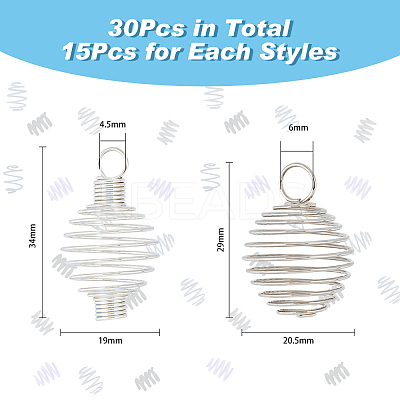 30Pcs 2 Styles Steel & 304 Stainless Steel Wire Pendants STAS-DC0012-65-1