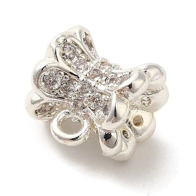 Flower Brass Micro Pave Cubic Zirconia Tube Bails KK-C072-05A-S-1