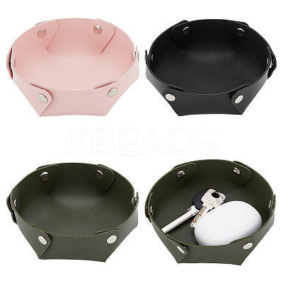 3Pcs 3 Colors PU Leather Storage Tray Box with Snap Button AJEW-WR0001-80-1