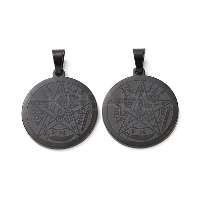 Religion 304 Stainless Steel Flat Round STAS-L123-32B-1