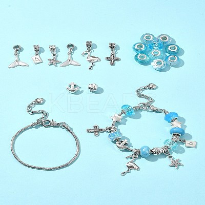 DIY Ocean Theme Alloy & Brass European Style Bracelet Making Kits DIY-FS0007-24-1