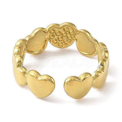Ion Plating(IP) 304 Stainless Steel Open Cuff Ring for Women RJEW-F166-08G-02-1