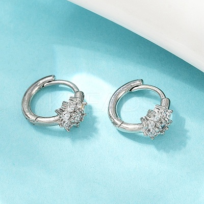 Brass Micro Pave Cubic Zirconia Hoop Earrings EJEW-S277-07P-1