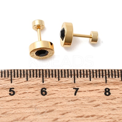 304 Stainless Steel Flat Round Stud Earrings EJEW-F396-01G-01-1