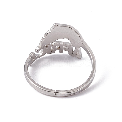 Non-Tarnish 201 Stainless Steel Africa Map Adjustable Ring for Women RJEW-C045-10P-1