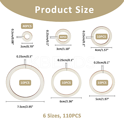 60Pcs 6 Styles Wood Cabochons WOOD-FH0002-26-1