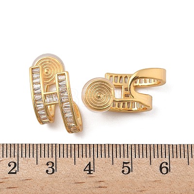 Brass Micro Pave Clear Cubic Zirconia Clip-on Earrings EJEW-K286-10G-1