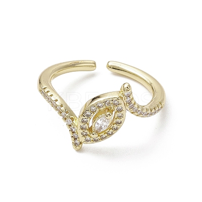 Rack Plating Brass Micro Pave Cubic Zirconia Open Cuff Rings RJEW-K257-41G-1