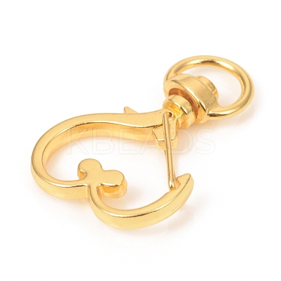 Heart Shape Zinc Alloy Swivel Lobster Clasps IFIN-WH0053-01G-1