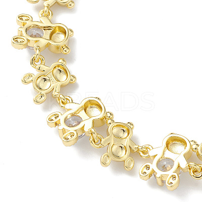 Clear Cubic Zirconia Bear Link Chain Bracelet BJEW-H586-02G-1