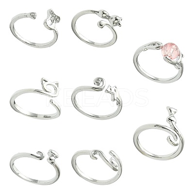 8Pcs 8 Styles Alloy Cuff Rings RJEW-CJ0001-02-1