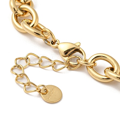 304 Stainless Steel Heart Liink Bracelet with Cable Chains BJEW-P308-01G-1