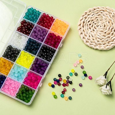 18 Colors Transparent Glass Beads FGLA-X0001-04A-6mm-1