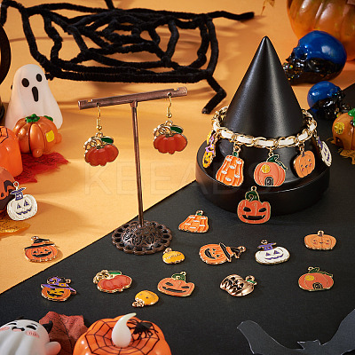 20Pcs 10 Styles Halloween Theme Alloy Enamel Pendants ENAM-TA0003-43-1
