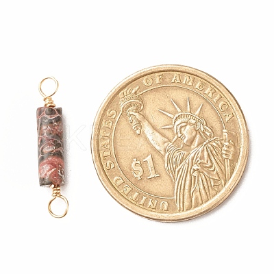 Natural Leopard Skin Jasper Connector Charms PALLOY-JF01454-04-1