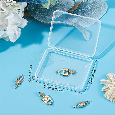 6Pcs 3 Styles Brass Micro Pave Clear Cubic Zirconia Connector Charms KK-BBC0002-94-1