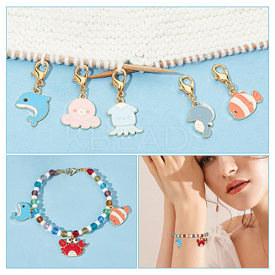 Sea Animal Pendant Stitch Markers HJEW-AB00318-1