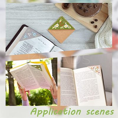 4Pcs 4 Style Felt & Kraft Paper Embroidery Corner Bookmarks FIND-OC0002-34-1