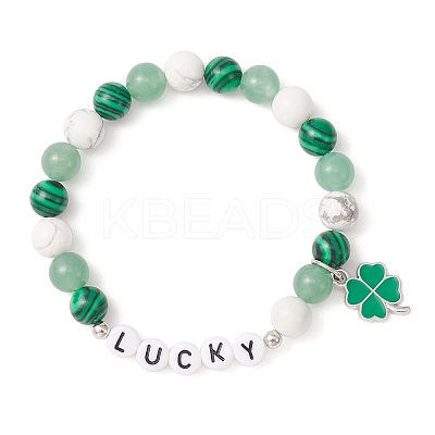 Natural & Synthetic Mixed Gemstone Beaded Stretch Bracelets BJEW-TA00301-1