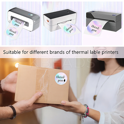 Round Dot Paper Holographic Thermal Printable Label Stickers STIC-WH0004-43-1
