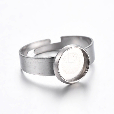 Tarnish Resistant Adjustable 304 Stainless Steel Finger Rings Components LS-STAS-G187-01P-8mm-1