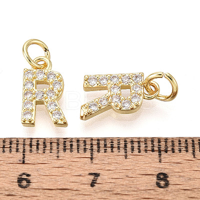 Brass Micro Pave Clear Cubic Zirconia Charms KK-N241-001R-1