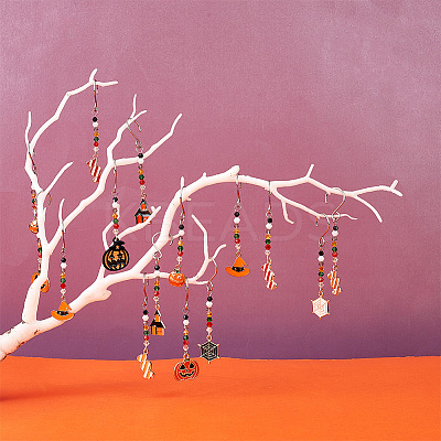 Halloween Theme Alloy Enamel Pendant Decorations HJEW-AB00251-1