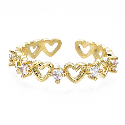 Exquisite Cubic Zirconia Heart Cuff Ring LS-RJEW-N035-057-NF-1