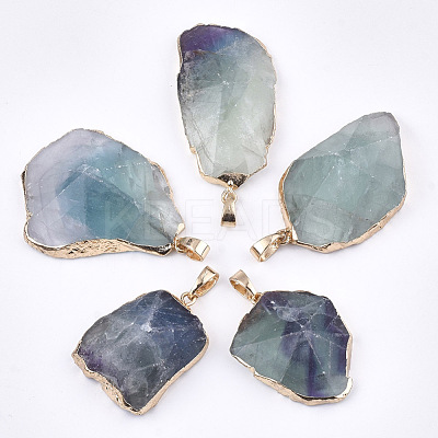 Electroplate Natural Fluorite Pendants G-T112-13E-1
