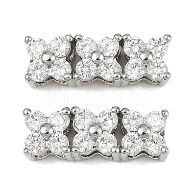 Eco-Friendly Brass Micro Pave Cubic Zirconia Rectangle Pendants ZIRC-M087-10P-NR-1-1