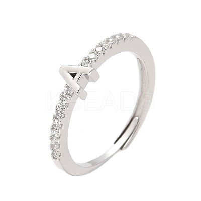 S925 Sterling Silver Adjustable Letter Rings for Women RJEW-M068-01P-A-1