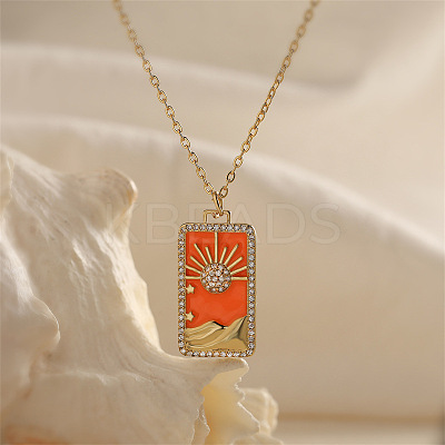 Brass Micro Pave Clear Cubic Zirconia Medal Pendant Necklaces FS-WGD45DE-07-1
