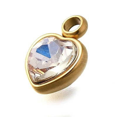304 Stainless Steel with Rhinestone Pendants STAS-Q346-01G-04-1