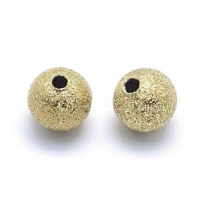 Brass Textured Beads KK-A143-06C-6mm-RS-1