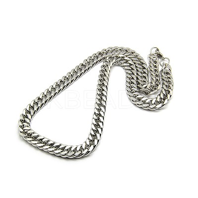 Tarnish Resistant Fashionable 304 Stainless Steel Cuban Link Chain Necklaces STAS-A028-N063P-1