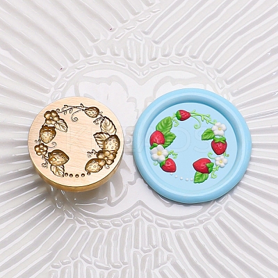 Golden Tone Round Wax Seal Brass Stamp Heads AJEW-Z034-01G-04-1