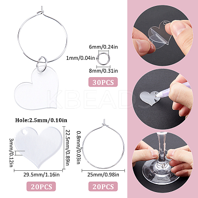 DIY Blank Wine Glass Charm Making Kit DIY-SC0023-62B-1