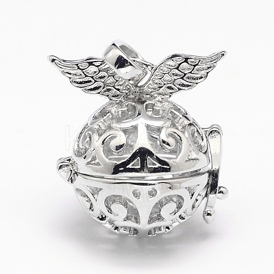 Rack Plating Brass Hollow Cage Pendants KK-M181-11P-NF-1