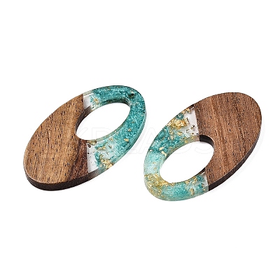 Transparent Resin and Walnut Wood Pendants RESI-T057-02I-1