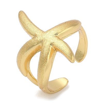 Rack Plating Brass Cuff Finger Rings for Women RJEW-C114-13J-G-1