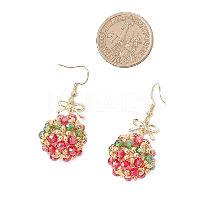 Glass Seed Bead with 304 Stainless Steel Christmas Dangle Earrings EJEW-MZ00534-1