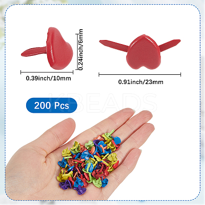 200Pcs Paint Spraying Heart Iron Fasteners Brads DIY-SP0003-38A-1