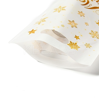 50Pcs Merry Christmas Snowflake Printed Transparent OPP Cellophane Packaging Bags with Die Cut Hole Handles LS-ABAG-C013-02-1